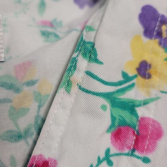 VINTAGE 90s top Gitano floral denim white button up‎ boxy shirt M - Picture 7 of 9